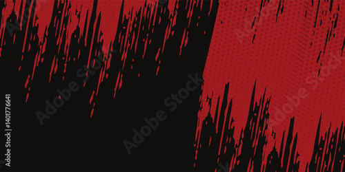 Abstract painting background with a grunge texture featuring red and black