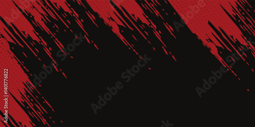 Abstract painting background with a grunge texture featuring red and black