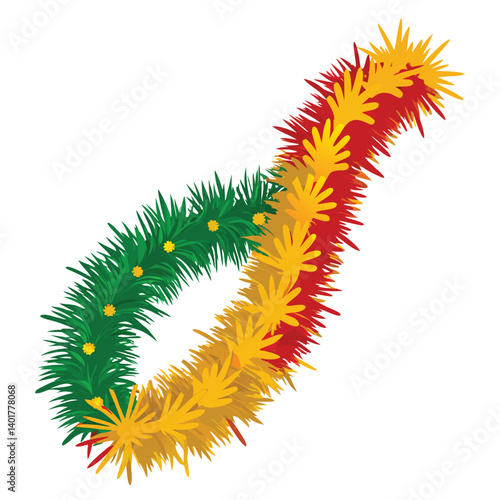 Christmas tinsel isolated on white background