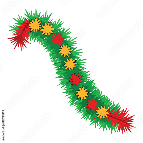 Christmas tinsel isolated on white background