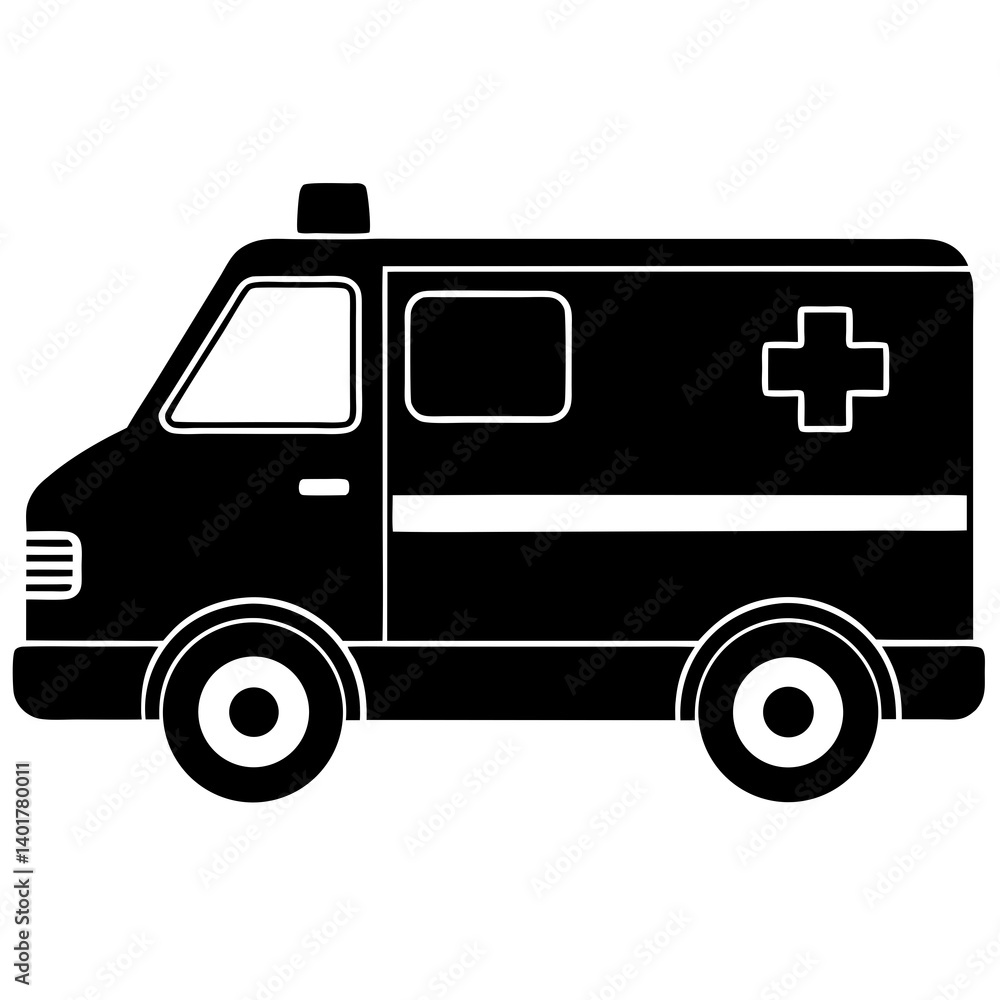 Ambulance Icon silhouette vector isolated on white background Ambulance Icon silhouette vector isolated on white background