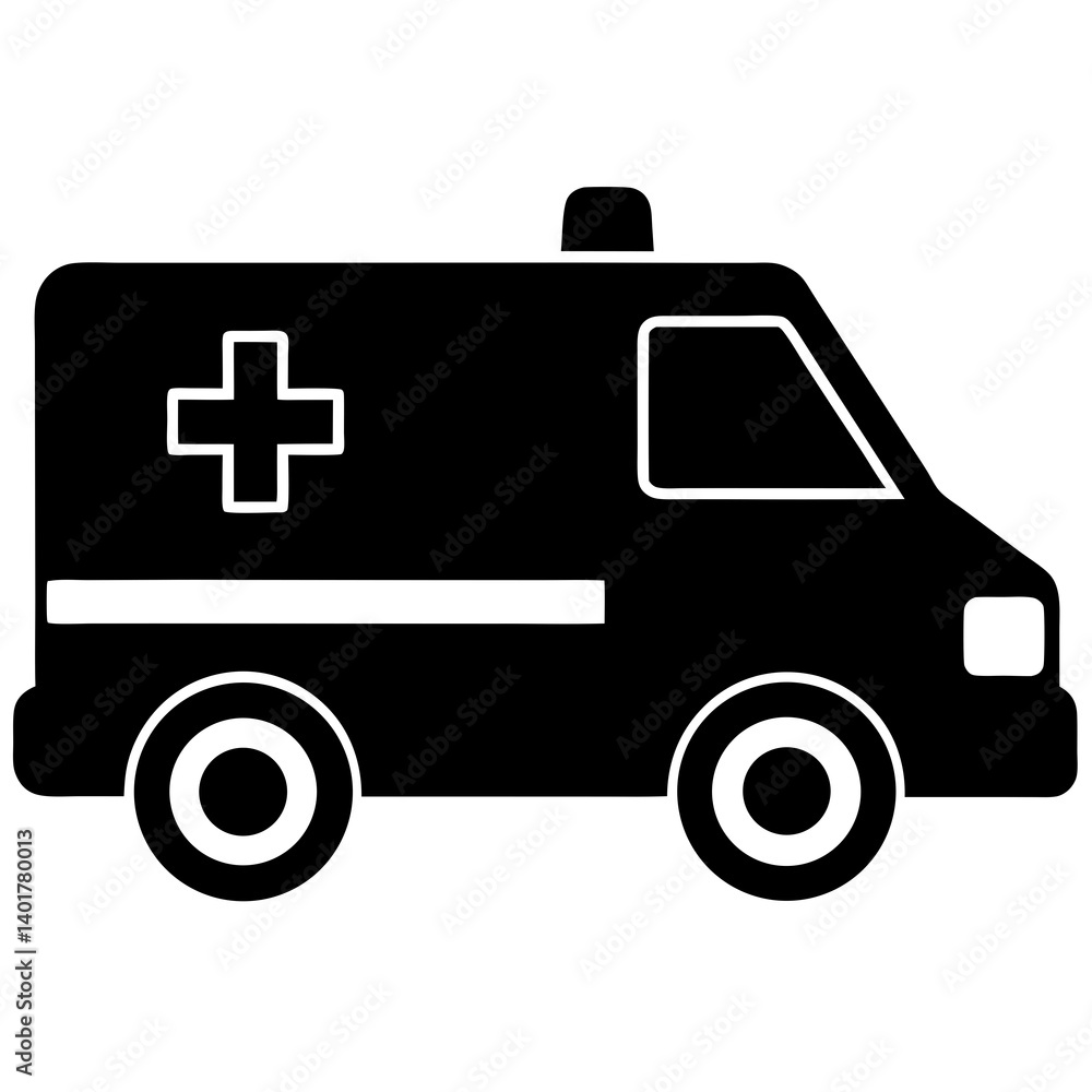 Ambulance Icon silhouette vector isolated on white background Ambulance Icon silhouette vector isolated on white background