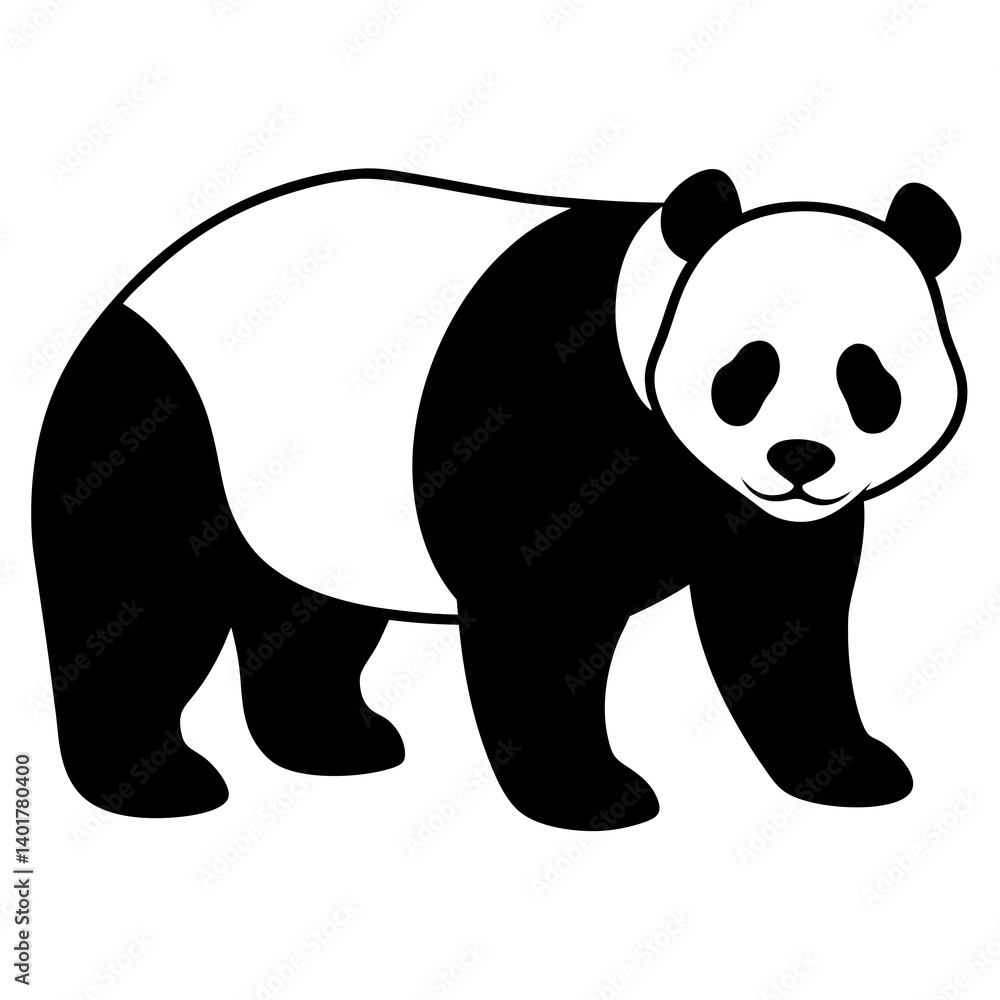 Naklejka premium Panda silhouette vector isolated on white background