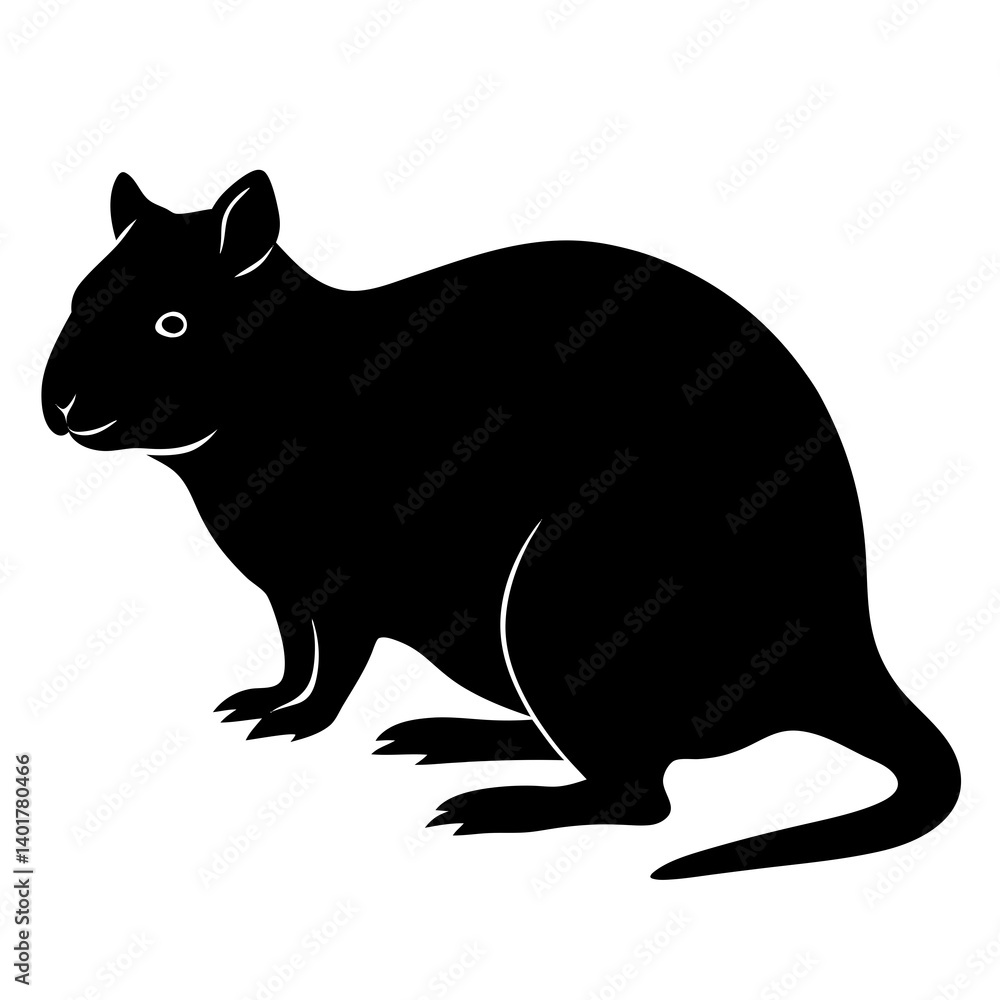 Obraz premium Quokka silhouette vector isolated on white background