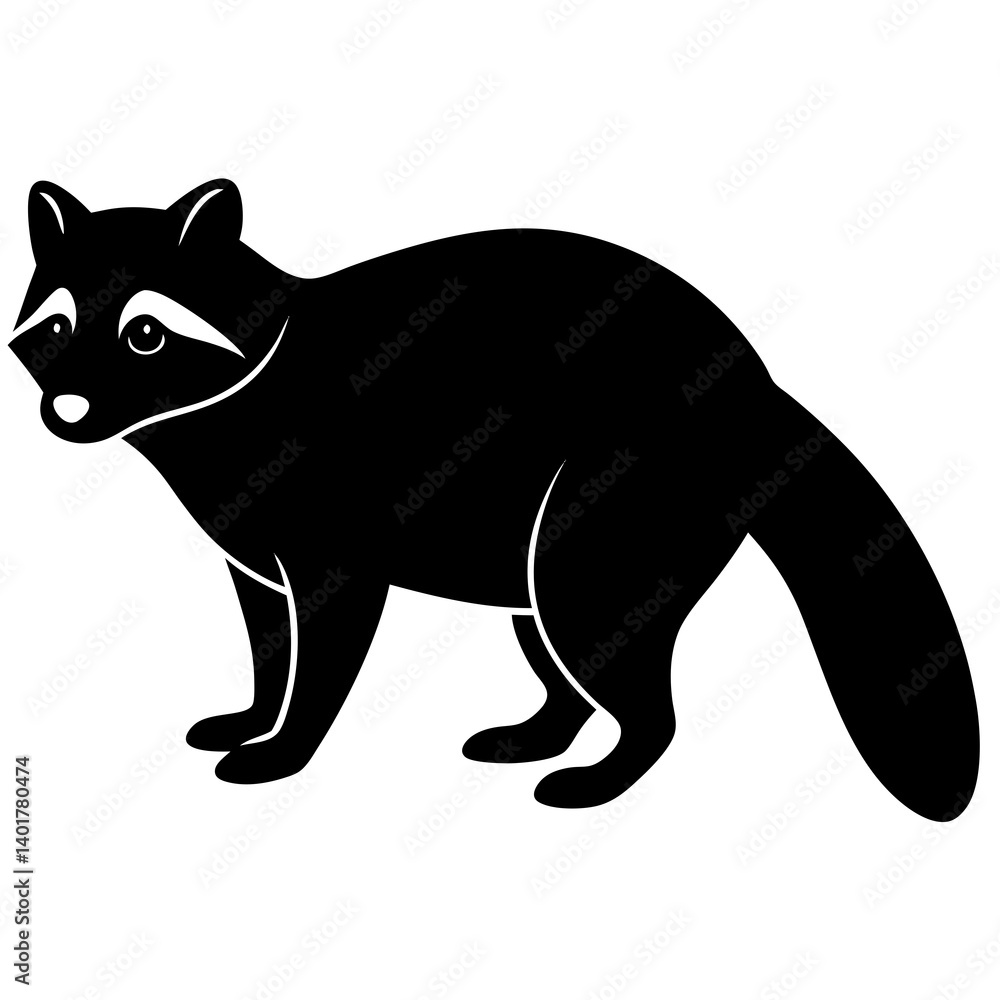 Obraz premium Cute black raccoon cartoon vector illustration with playful design