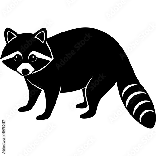 Cute black raccoon cartoon vector illustration with playful design