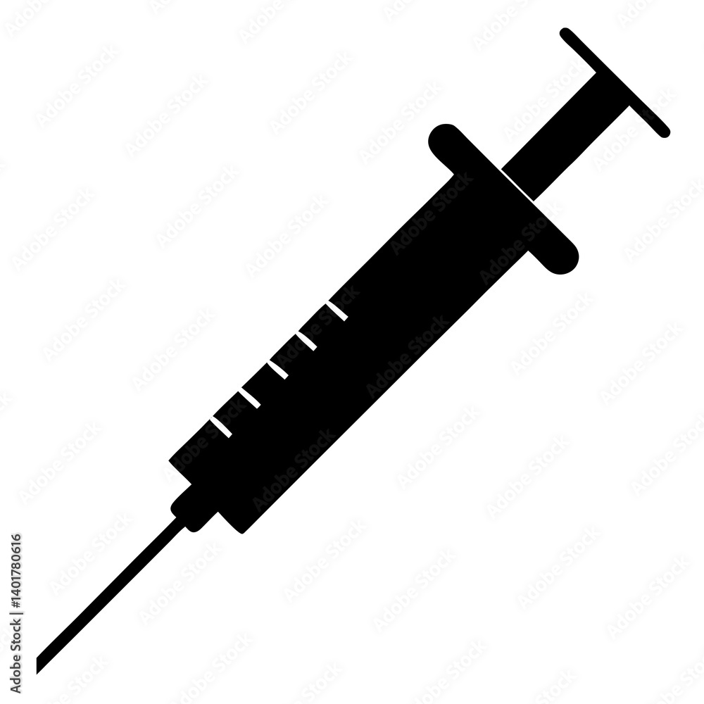 Fototapeta premium Syringe silhouette vector isolated on white background