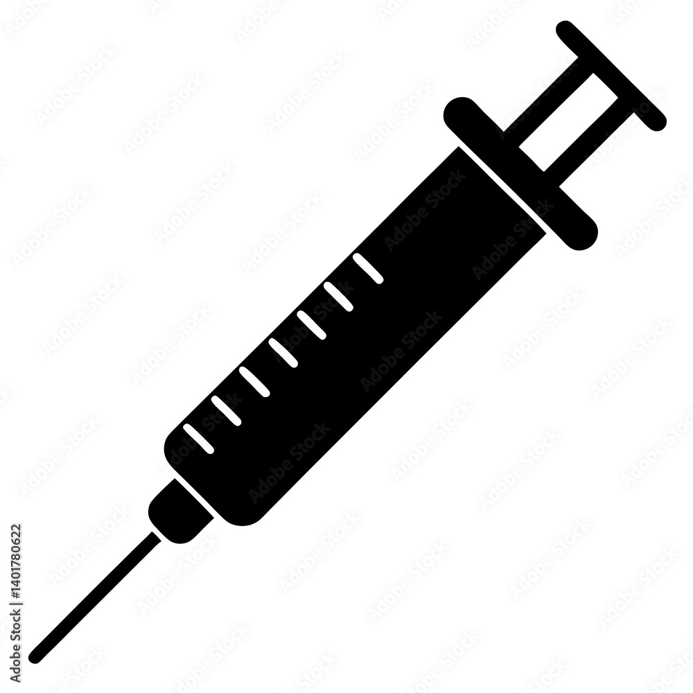 Fototapeta premium Syringe silhouette vector isolated on white background