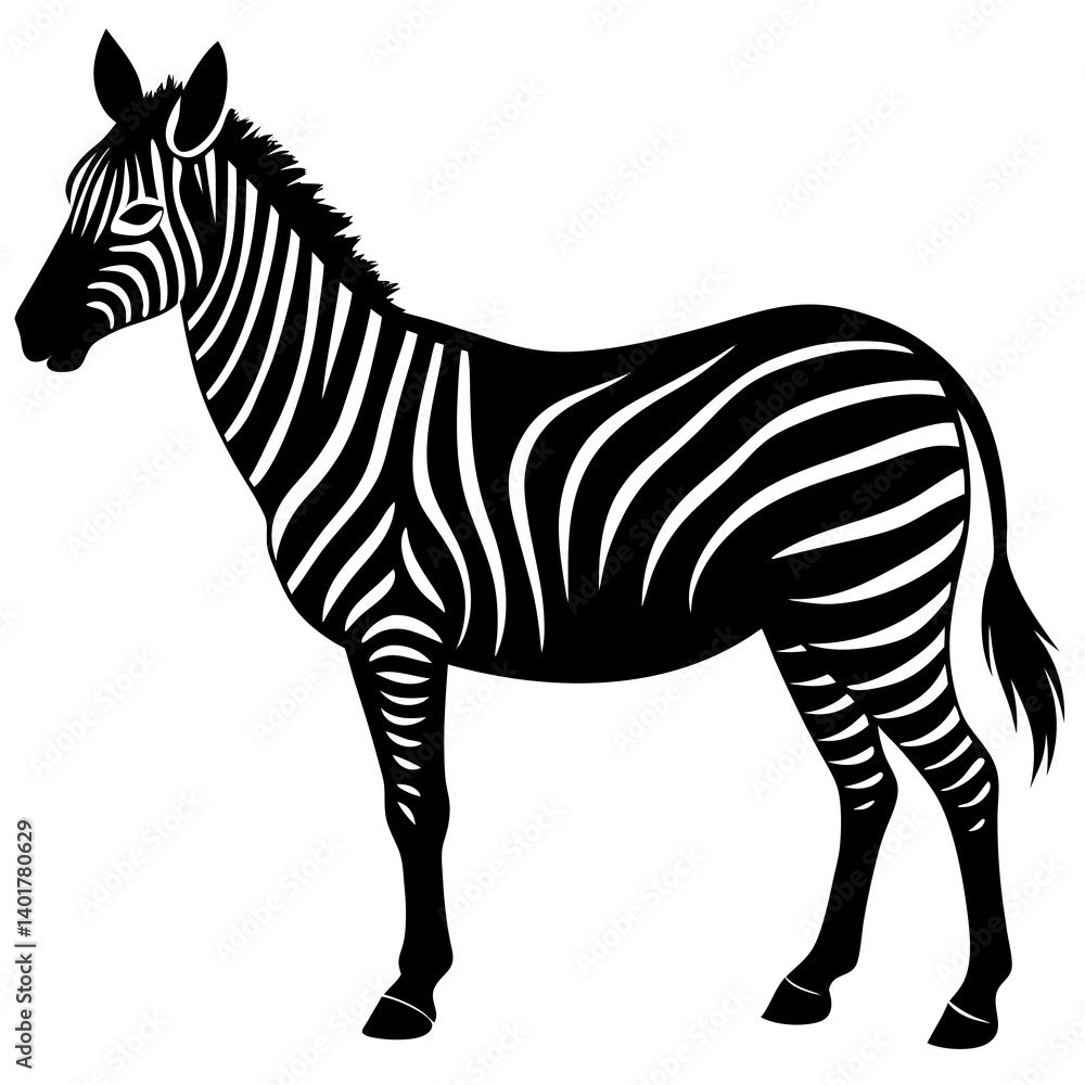 Fototapeta premium Zebra silhouette vector isolated on white background