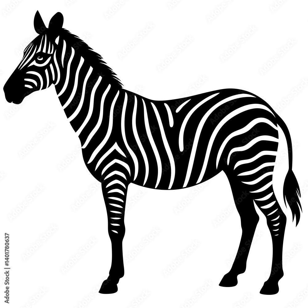 Fototapeta premium Zebra silhouette vector isolated on white background