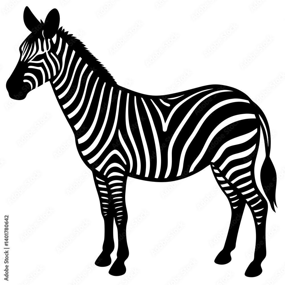 Fototapeta premium Zebra silhouette vector isolated on white background