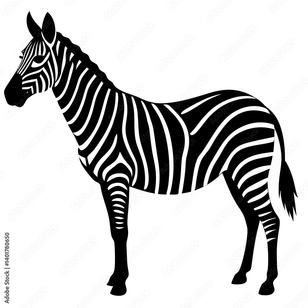 Fototapeta premium Zebra silhouette vector isolated on white background