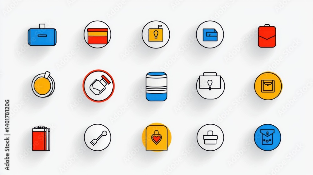 A set of 15 stylized icons representing various amenities services and elements associated with hospitality and travel accommodations