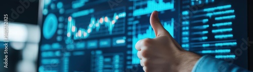Individual Analyzing Financial Data on a Digital Screen Featuring Stock Market Trends with a Focus on Investment and Economic Insights and Strategies