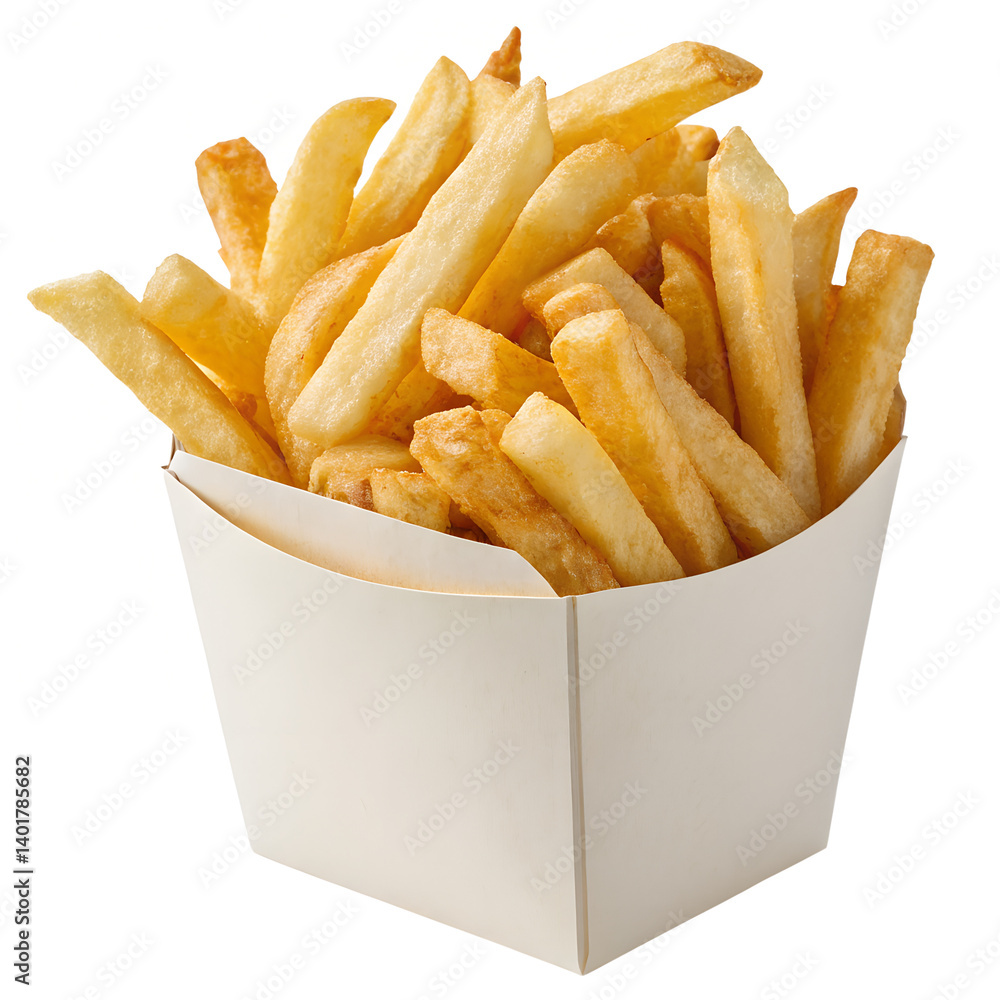 French fries in box isolated on transparent background French fries in box isolated on transparent background