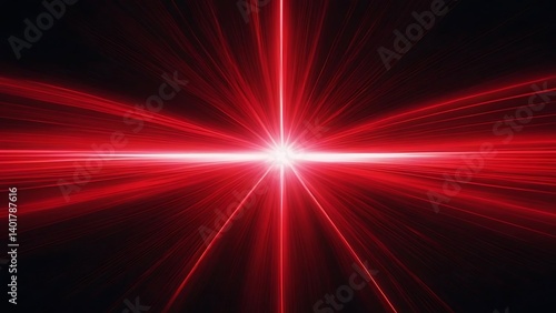 Red Light Burst, Abstract Energy Beam, Radiating Lines, Glowing Star, Bright Flare, Dynamic Motion, Speed of Light, Intense Radiance, Visual Effects, Background Image