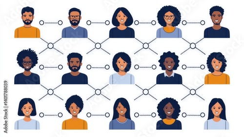 Obraz na płótnie An depicting a diverse group of professionals connected in a collaborative network representing the various roles and contributions within an organization w salonie