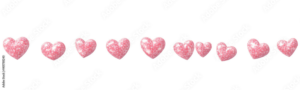 pink hearts with triangular mesh on white background pink hearts with triangular mesh on white background