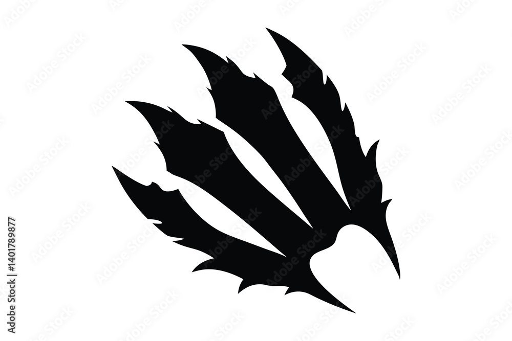 claw mark silhouette on white background claw mark silhouette on white background