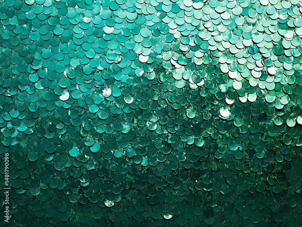 Teal Sequined Surface Texture