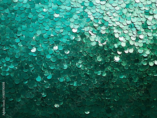 Teal Sequined Surface Texture