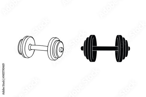 Dumbbell Outline And Silhouette Weights Fitness Equipment Training And Bodybuilding Concept