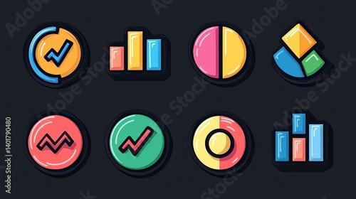 A collection of colorful outline icons depicting different elements used in data visualization and statistics such as bar graphs pie charts line charts and other analytical tools Free Download A collection of colorful outline icons depicting different elements used in data visualization and statistics such as bar graphs pie charts line charts and other analytical tools - GFXLoad