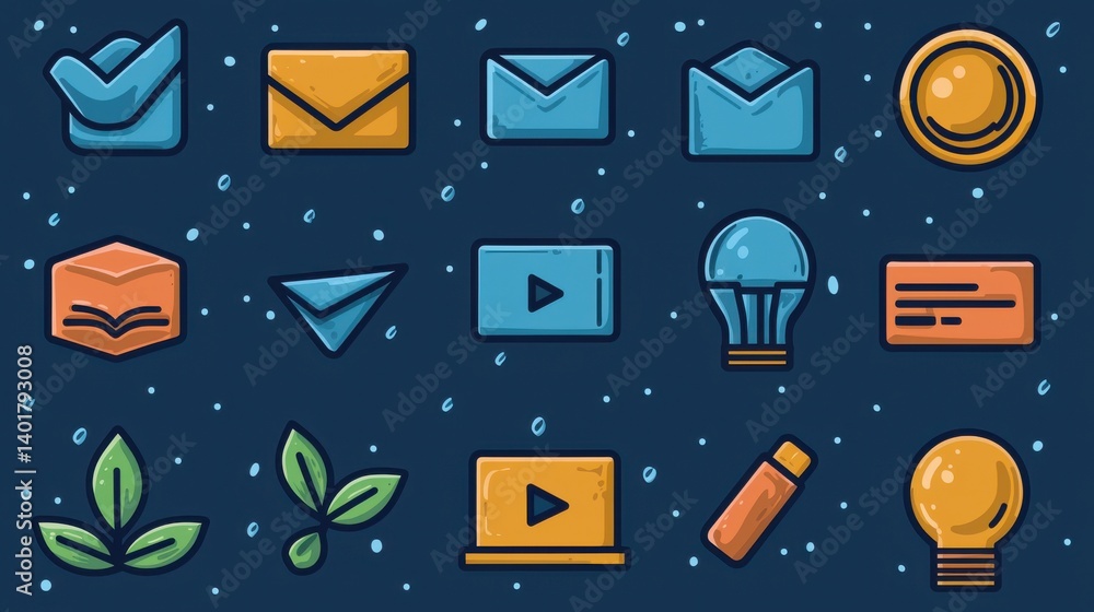 A collection of 15 minimalist outline icons symbolizing various aspects of education learning and academic pursuits including books messages technology and nature inspired elements