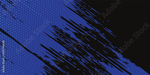 Abstract painting background with a grunge texture featuring blue and black