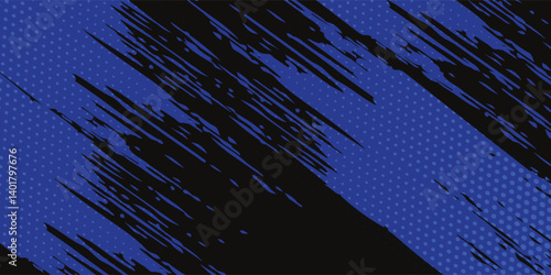 Abstract painting background with a grunge texture featuring blue and black