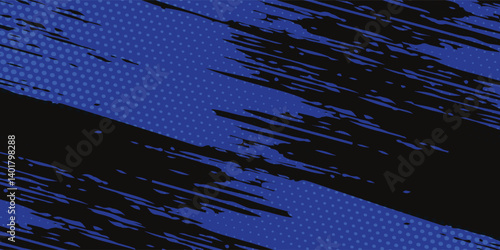 Abstract painting background with a grunge texture featuring blue and black