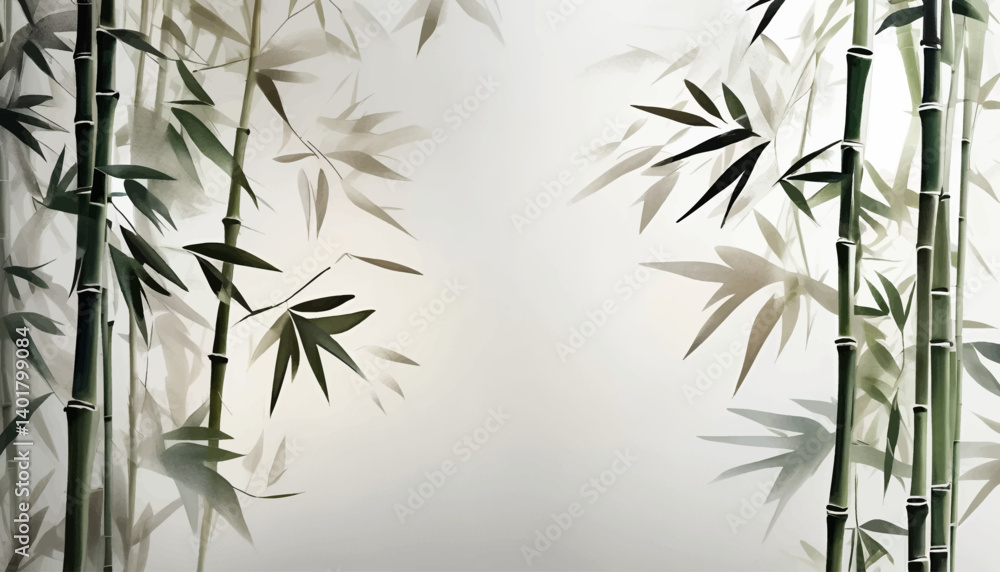 Obraz premium Bamboo_Forest_Watercolor_Zen_Background_Art