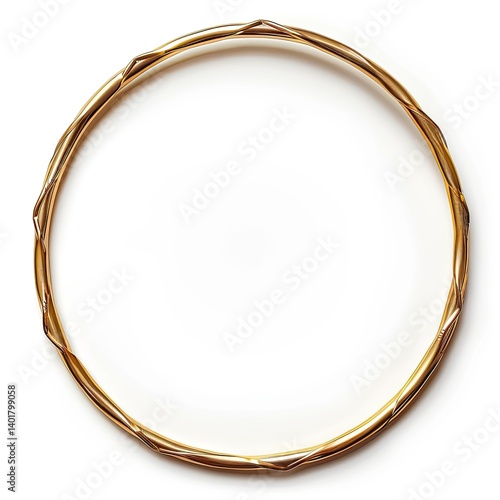 A circular gold-colored wire frame with a twisted design. isolated on white background