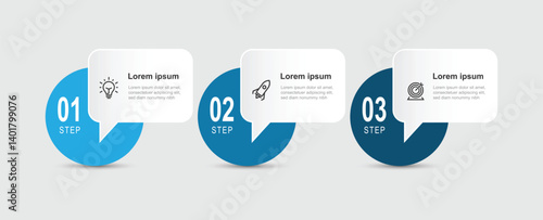 Design template infographic vector element with 3 step and icons