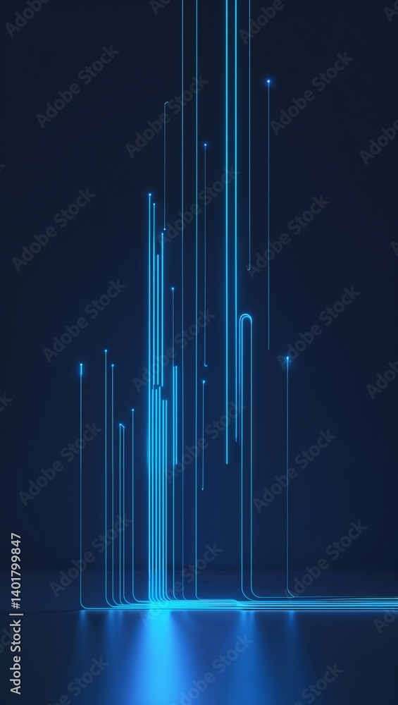 Blue to Cyan neon light streaks glowing abstract on plain black background illustration design Blue to Cyan neon light streaks glowing abstract on plain black background illustration design