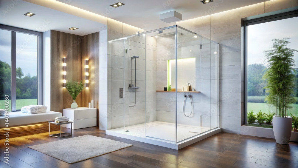 Modern White Glass Shower Enclosure with LED Lighting - Luxury Bathroom Design Ideas Modern White Glass Shower Enclosure with LED Lighting - Luxury Bathroom Design Ideas