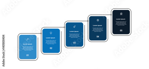 5 step columns infographic template. Vector timeline with line growth concept can be used for workflow, business information and presentation 