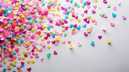 Colorful Confetti Hearts Party Background - Festive Celebration Image