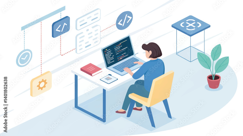 Software-Developer_Coding_Isometric-Office_WorkFromHome_Programming Software-Developer_Coding_Isometric-Office_WorkFromHome_Programming