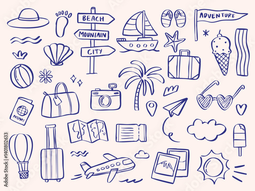 travel doodle hand-drawn illustration