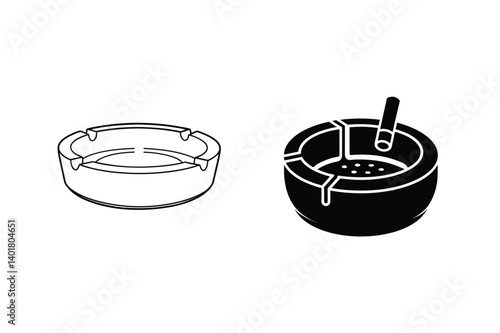 Ashtray Vector Illustration For Smoking And Health Awareness Concepts With Cigarette