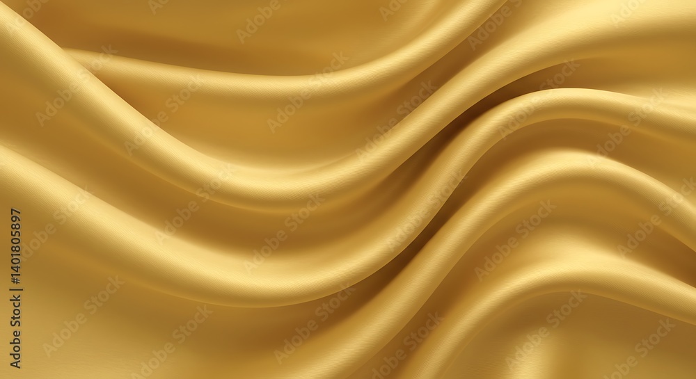 Fototapeta premium Abstract flowing golden fabric, smooth and luxurious texture for backdrop