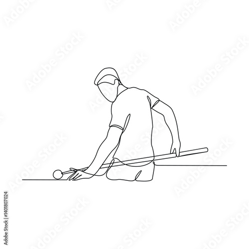 One continuous line drawing of a billiard player vector illustration. Sports design illustration simple linear style vector concept. Billiard player design for your asset and educational purpose.