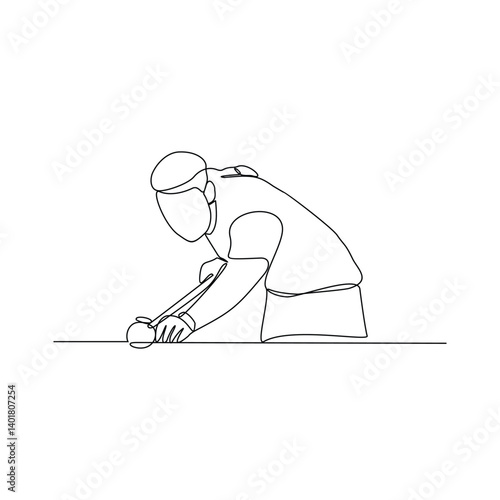 One continuous line drawing of a billiard player vector illustration. Sports design illustration simple linear style vector concept. Billiard player design for your asset and educational purpose.
