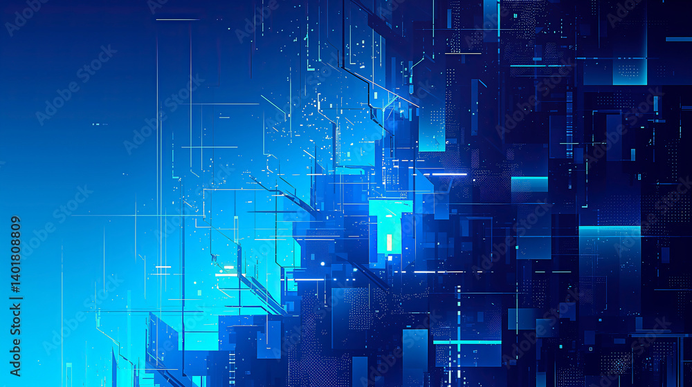 Abstract Background of Digital Cityscape Depicting Futuristic and Technological Advancements in Blue Hues Abstract Background of Digital Cityscape Depicting Futuristic and Technological Advancements in Blue Hues