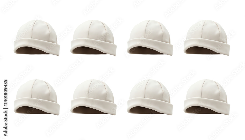 White construction hats arranged in a row. White construction hats arranged in a row.