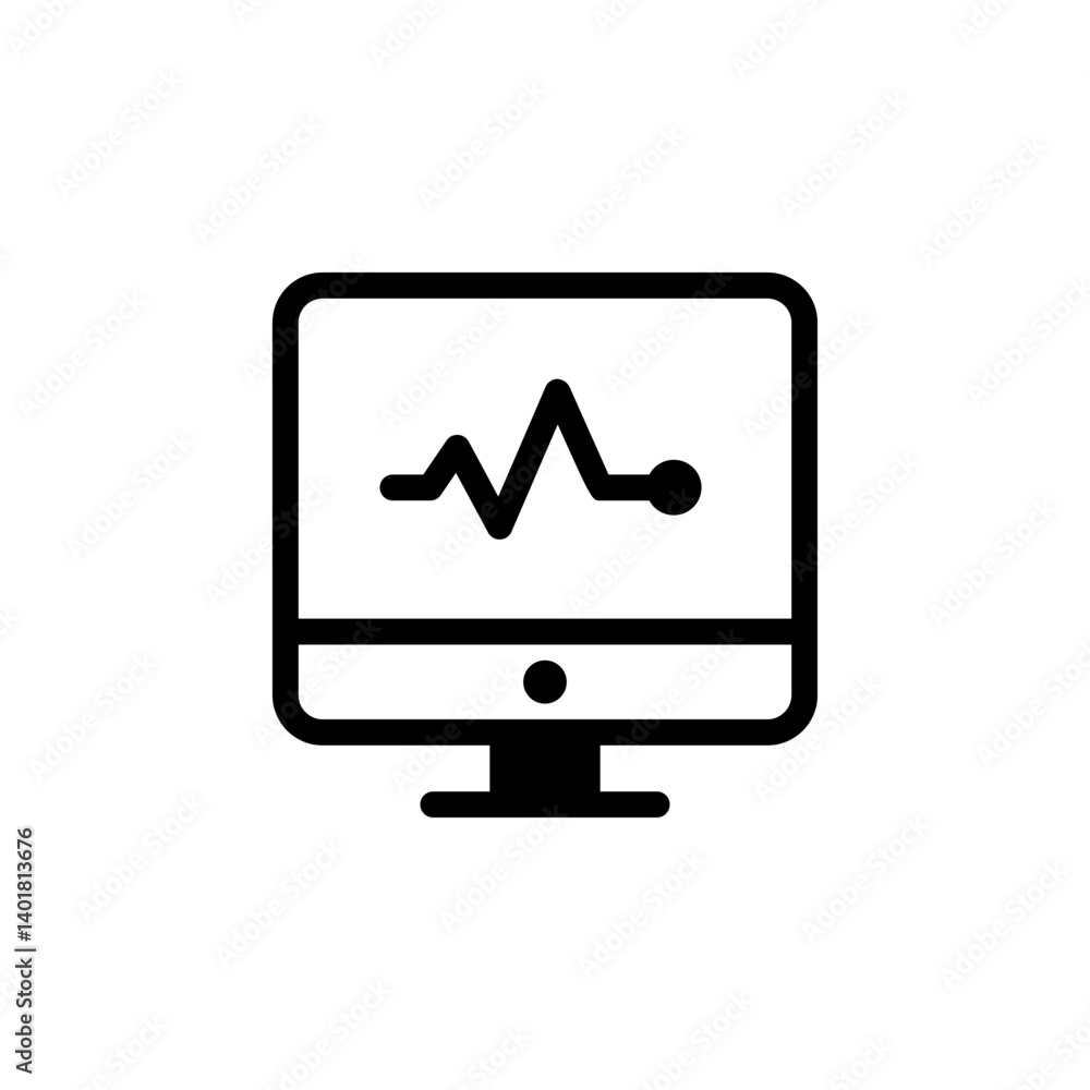 Monitor displaying heartbeat line. Represents healthcare, medical monitoring, diagnostics, and technology Monitor displaying heartbeat line. Represents healthcare, medical monitoring, diagnostics, and technology