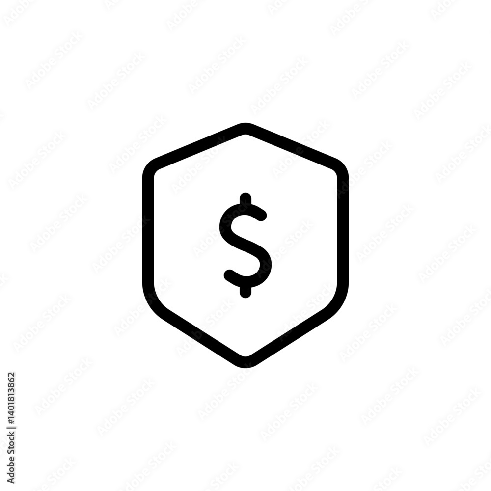 Dollar sign in shield icon. financial security, investment protection, money management, and wealth preservation Dollar sign in shield icon. financial security, investment protection, money management, and wealth preservation