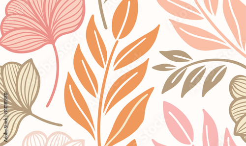 Elegant Botanical Leaves Seamless Pattern

