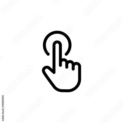 Hand with index finger touching or pressing a button. Ideal for web design, mobile apps, user interface elements